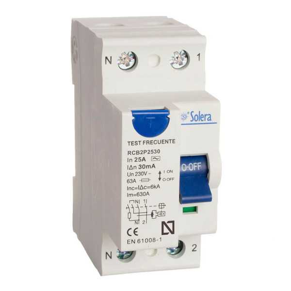 Interruptor Diferencial 2 Polos 25A (Retractilado) RCB2P2530 SOLERA