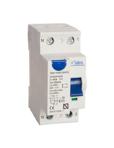 Interruptor Diferencial 2 Polos 40A (Retractilado) RCB2P4030 SOLERA