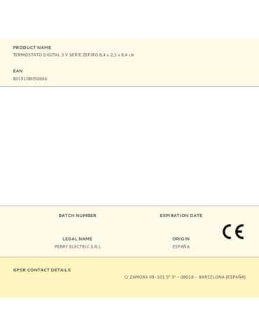 Termostato Digital 3 V Serie Zefiro PERRY 2