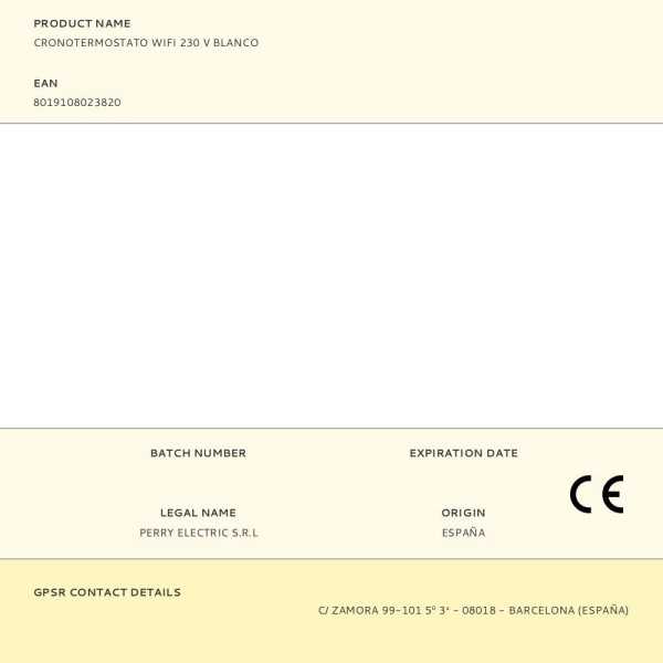 Cronotermostato WIFI 230 V Blanco PERRY