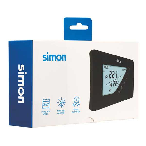 Termostato Digital con Programación Semanal, Negro SIMON