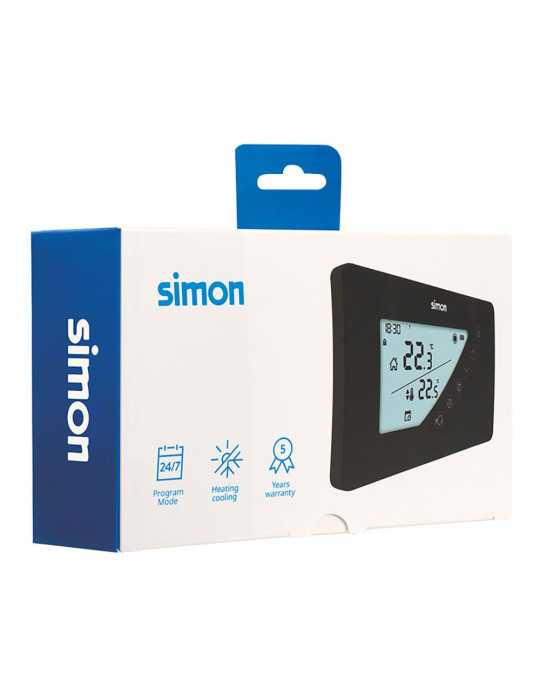 Termostato Digital con Programación Semanal, Negro SIMON
