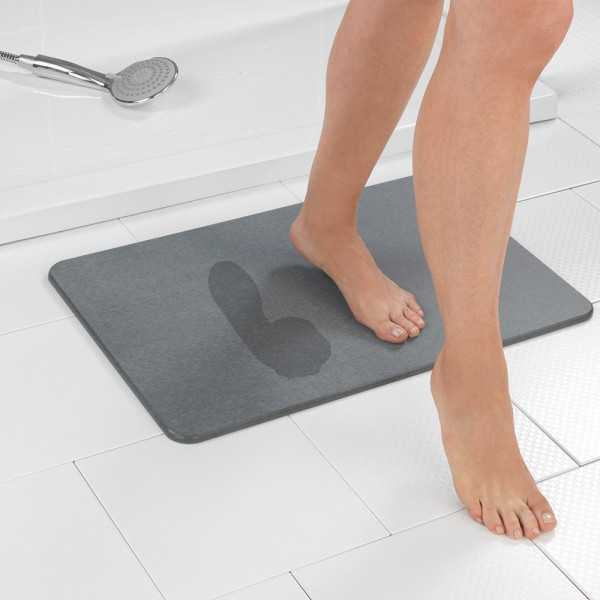 Alfombra de Baño Antideslizante de Diatomita, Gris, 60 x 39 cm WENKO