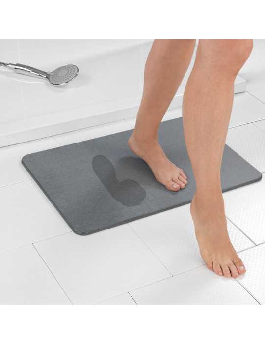 Alfombra de Baño Antideslizante de Diatomita, Gris, 60 x 39 cm WENKO