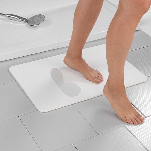 Alfombra de Baño Antideslizante de Diatomita, Blanco, 60 x 39 cm WENKO
