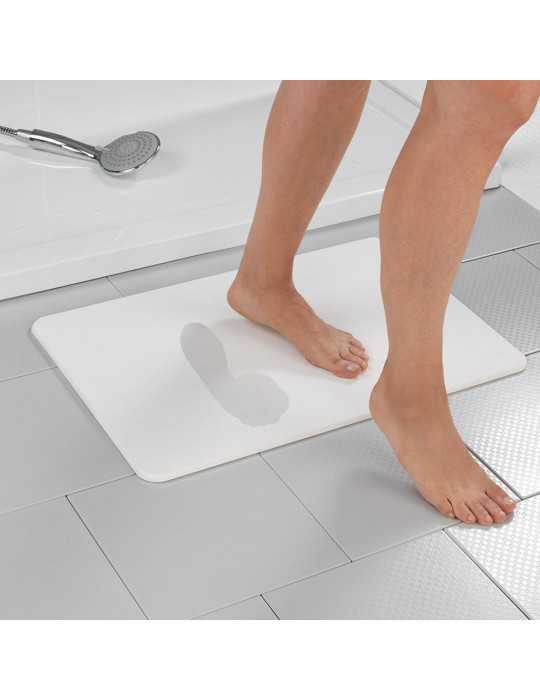 Alfombra de Baño Antideslizante de Diatomita, Blanco, 60 x 39 cm WENKO
