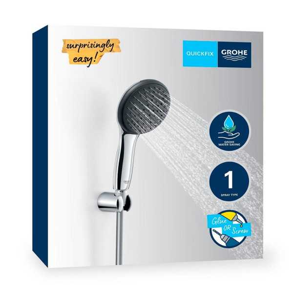 Conjunto de Ducha Serie Vitalio Star 110 con Mango 1 Función + Flexo 1,75 cm + Soporte Pared GROHE
