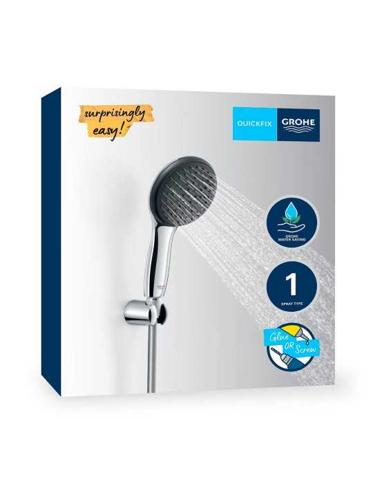 Conjunto de Ducha Serie Vitalio Star 110 con Mango 1 Función + Flexo 1,75 cm + Soporte Pared GROHE