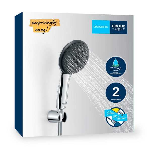 Conjunto de Ducha Serie Vitalio Star 110 con Mango 2 Funciones + Flexo 1,75 cm + Soporte Pared GROHE