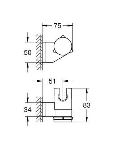 Soporte de Pared Serie Vitalio Universal con Acabado Cromado GROHE 2