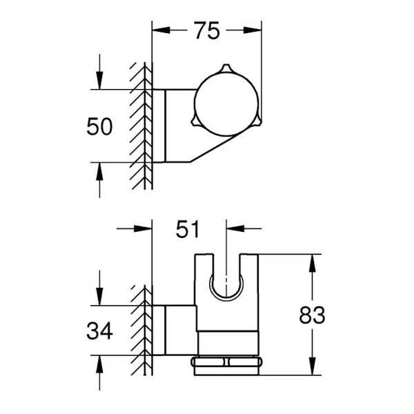 Soporte de Pared Serie Vitalio Universal con Acabado Cromado GROHE