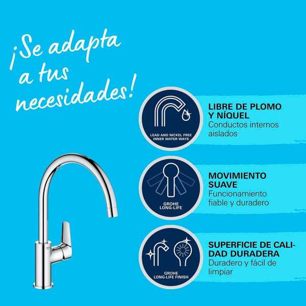 Grifo Monomando de Cocina con Caño Alto Serie Start Edge GROHE