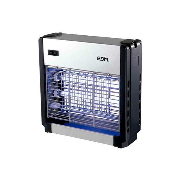 Mata Insectos Profesional Eléctrico, Cromo/Negro, 2 x 6W, 30 m², 25,5 x 9 x 26 cm EDM