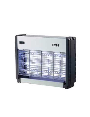 Mata Insectos Profesional Eléctrico, Cromo/Negro, 2 x 8W, 50 m², 33 x 9 x 26 cm EDM