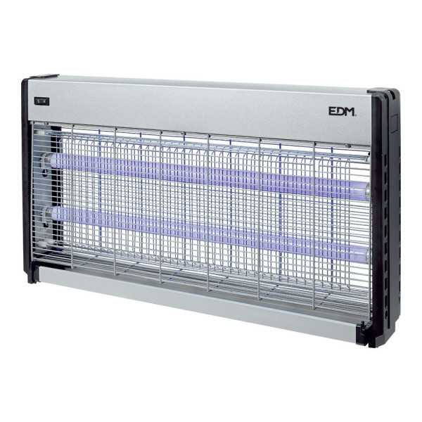 Mata Insectos Profesional Eléctrico, Cromo/Negro, 2 x 20W, 150 m², 63,5 x 9 x 36 cm EDM