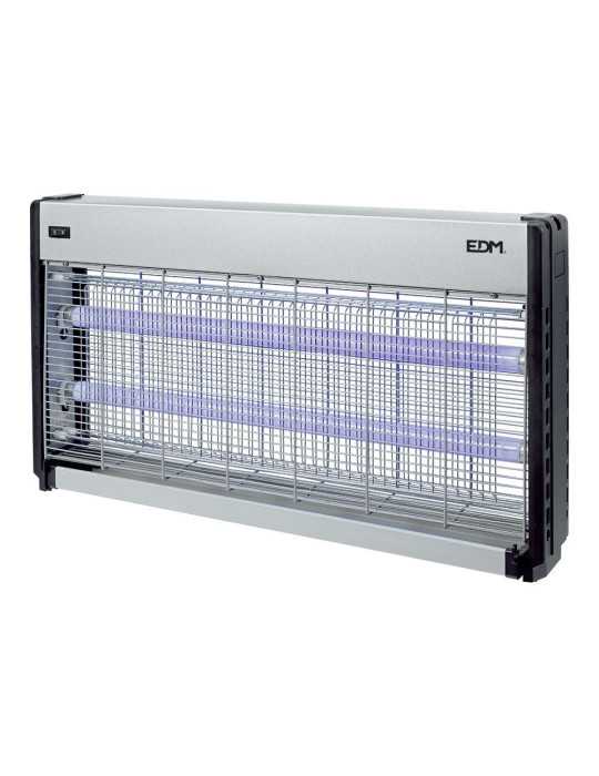 Mata Insectos Profesional Eléctrico, Cromo/Negro, 2 x 20W, 150 m², 63,5 x 9 x 36 cm EDM
