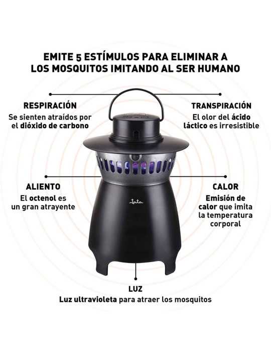 Atrapa Mosquitos para Exterior 18W, Modelo MT8, 1000 m², Ø25 x 35 cm JATA HOGAR