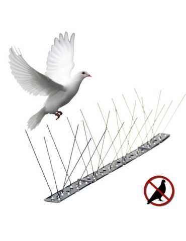Lote de 25 Unidades Varilla Disuasoria para Aves, Anti Palomas, Acero Inoxidable, 100 x 2,5 x 11 cm EURO BIRDS