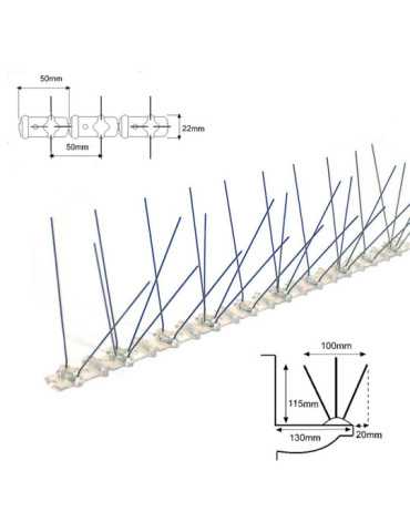 Lote de 100 Unidades Varilla Disuasoria para Aves, Inoxidable con Base Metacrilato, 0,5 m x 11,5 cm