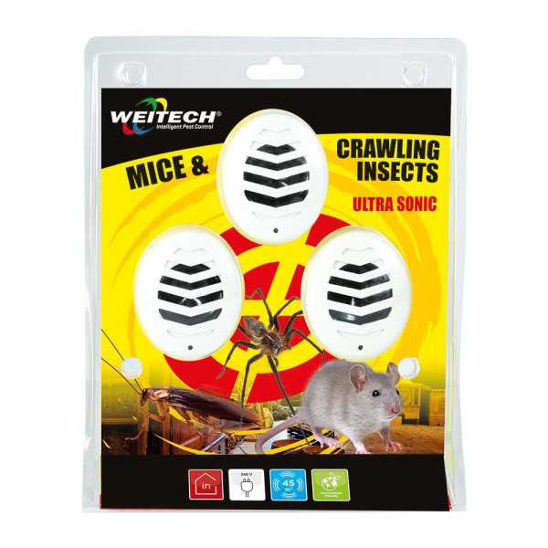 Repelente de Plagas Ultrasónico para Uso Interior, 3 uds WEITECH