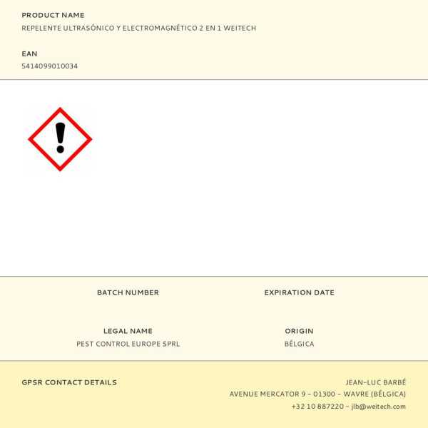 Repelente de Plagas Ultrasónico y Electromagnético para Uso Interior WEITECH
