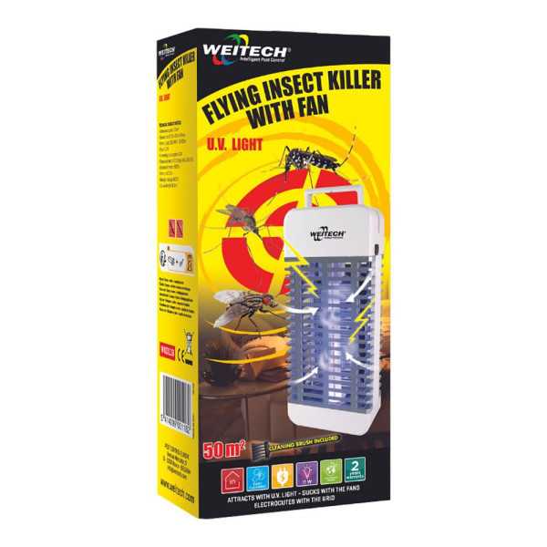 Mata Insectos con Luz UV y Aspirador 50 m², 15,5 x 8 x 34 cm WEITECH