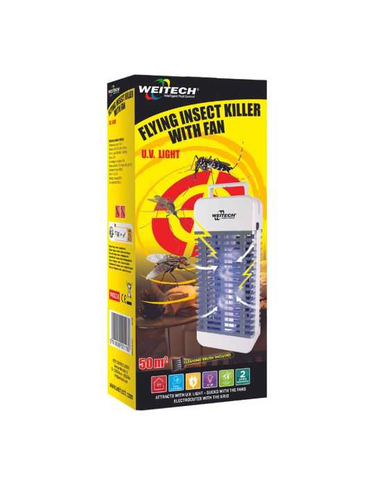 Mata Insectos con Luz UV y Aspirador 50 m², 15,5 x 8 x 34 cm WEITECH
