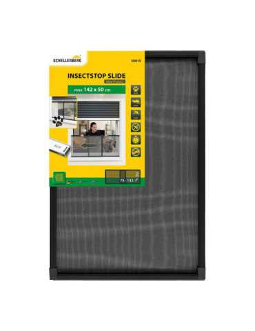 Mosquitera con Marco Extensible, Malla Aluminio, Antracita, 75-142 x 50 cm SCHELLENBERG