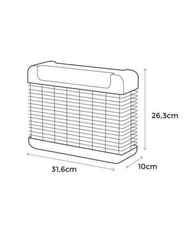 Mata Insectos Profesional Electrónico con LED, Color Negro, 10W, 100 m², 31,6 x 10 x 26,3 cm EDM 2