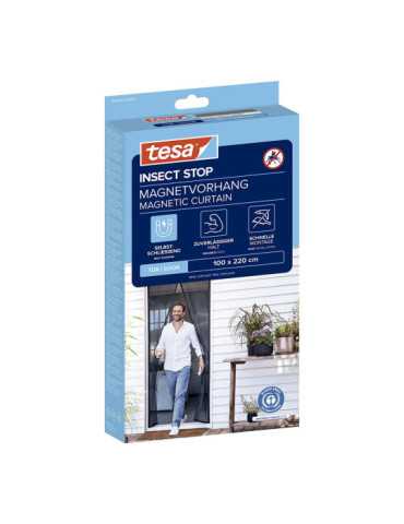 Mosquitera Cortina Magnética con Cierre Automático, Antracita, 100 x 220 cm TESA