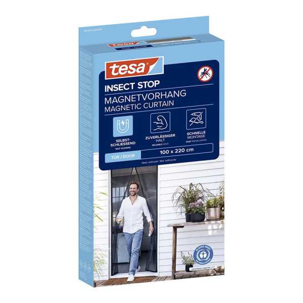 Mosquitera Cortina Magnética con Cierre Automático, Antracita, 100 x 220 cm TESA