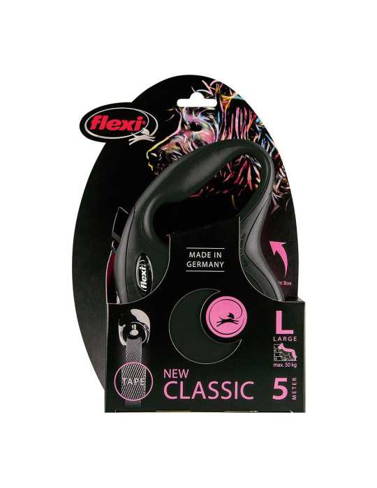 Correa Extensible Classic Negra, Cinta 5 m, L, Hasta 50 Kg FLEXI