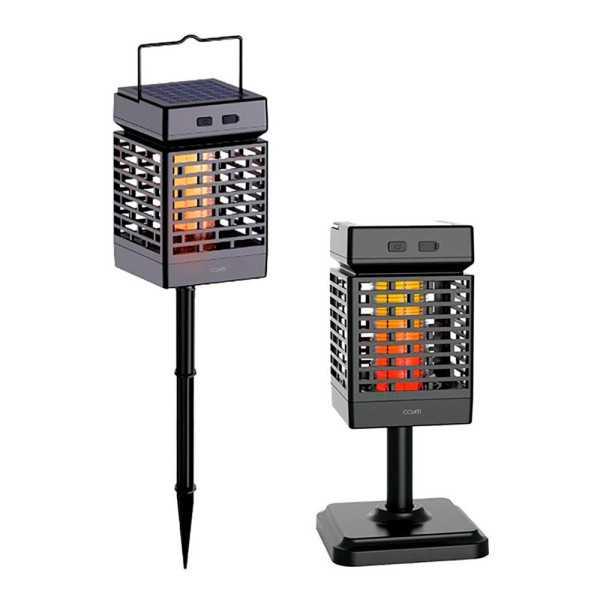 Lámpara Solar Recargable Mata Mosquitos, Negra, 108 x 108 x 172-775 mm COATI