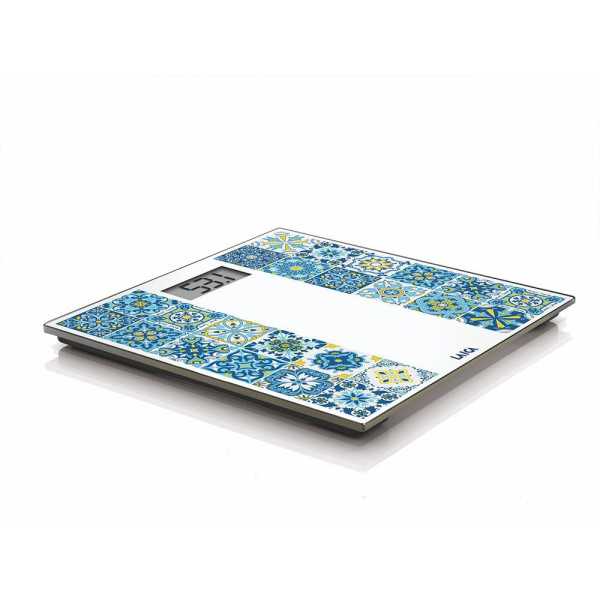 Báscula de Baño Electrónica con Batería Recargable Cárga Máxima 180 kg Modelo Estampado Azul LAICA
