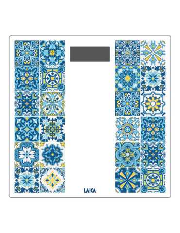 Báscula de Baño Electrónica con Batería Recargable Cárga Máxima 180 kg Modelo Estampado Azul LAICA 2