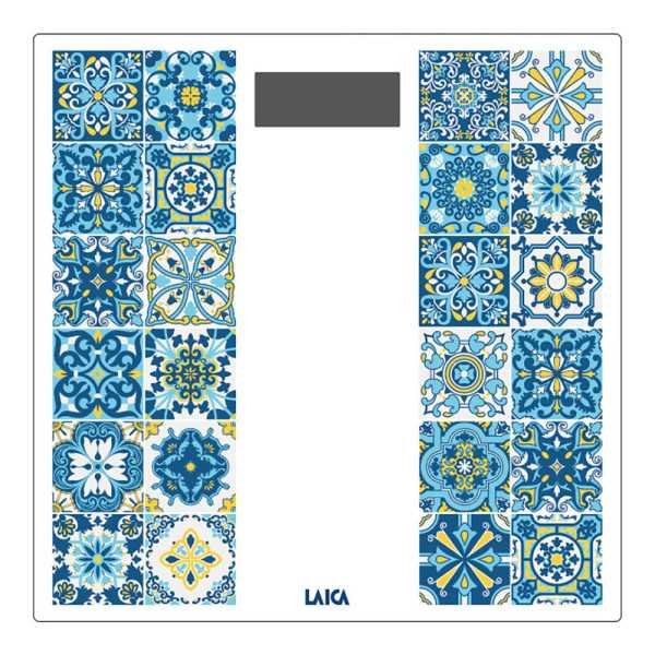 Báscula de Baño Electrónica con Batería Recargable Cárga Máxima 180 kg Modelo Estampado Azul LAICA