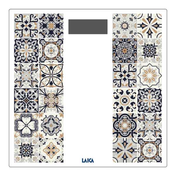 Báscula de Baño Electrónica con Batería Recargable Cárga Máxima 180 kg Modelo Estampado Marrón LAICA