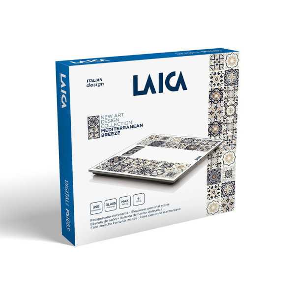 Báscula de Baño Electrónica con Batería Recargable Cárga Máxima 180 kg Modelo Estampado Marrón LAICA