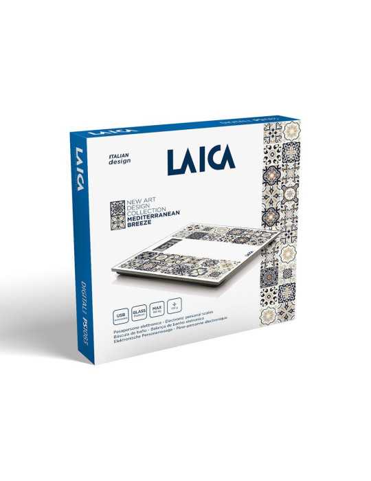 Báscula de Baño Electrónica con Batería Recargable Cárga Máxima 180 kg Modelo Estampado Marrón LAICA