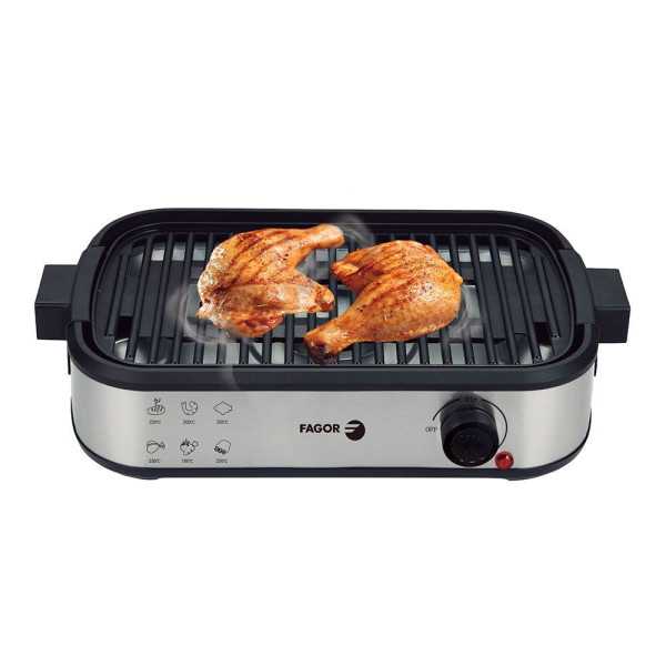 Parrilla Eléctrica Smokeless con Extractor de Humo 1800 W 44 x 27 x 10,5 cm FAGOR