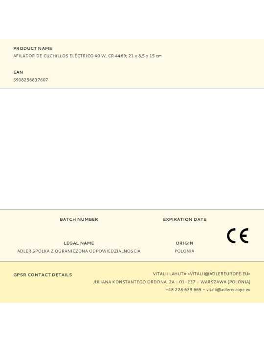 Afilador de Cuchillos Eléctrico CR 4469 60 W CAMRY