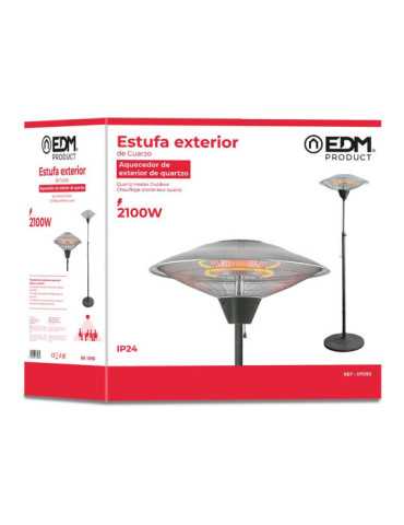 Estufa de Cuarzo de Exterior 2100 W con Pie EDM 2