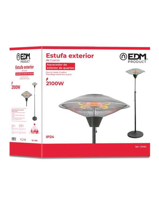 Estufa de Cuarzo de Exterior 2100 W con Pie EDM