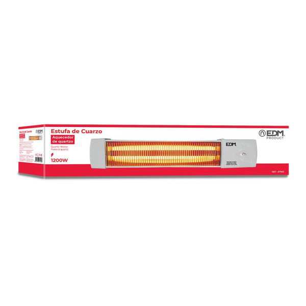 Estufa de Cuarzo Orientable 600 / 1200 W Modelo Marfil, 57 x 10 x 10,5 cm EDM