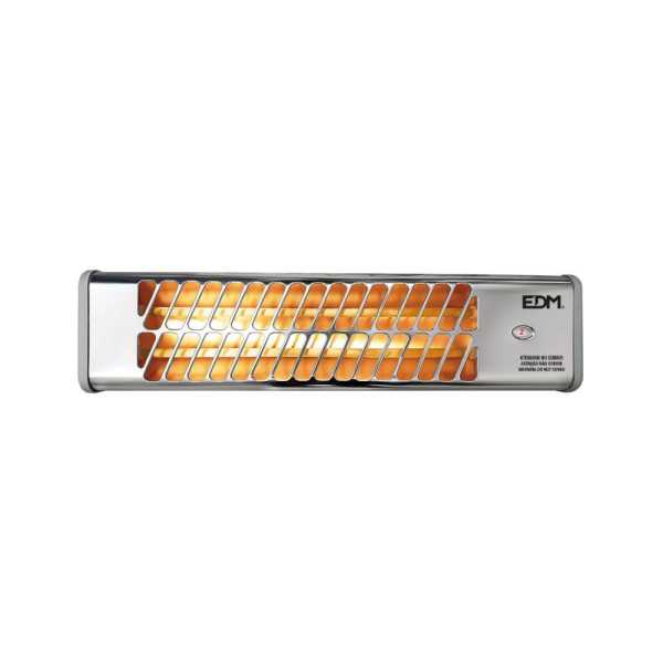 Estufa de Cuarzo Orientable 600 / 1200 W Modelo Cromo, 53,5 x 6 x 13,5 cm EDM