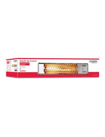 Estufa de Cuarzo Orientable 600 / 1200 W Modelo Cromo, 53,5 x 6 x 13,5 cm EDM 2