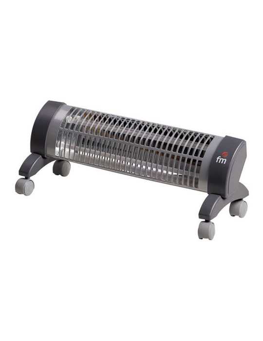 Estufa de Cuarzo con Ruedas, Modelo 2302-R, 1200 W, Gris, 53 x 16 x 18,5 cm FM CALEFACCIÓN