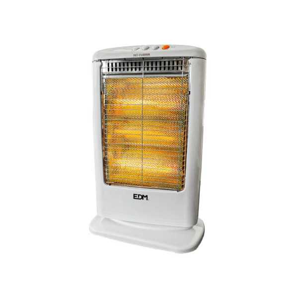 Estufa de Cuarzo Oscilante 400 / 800 / 1200 W Modelo Económico Anti-Vuelco, 33 x 23 x 48 cm EDM