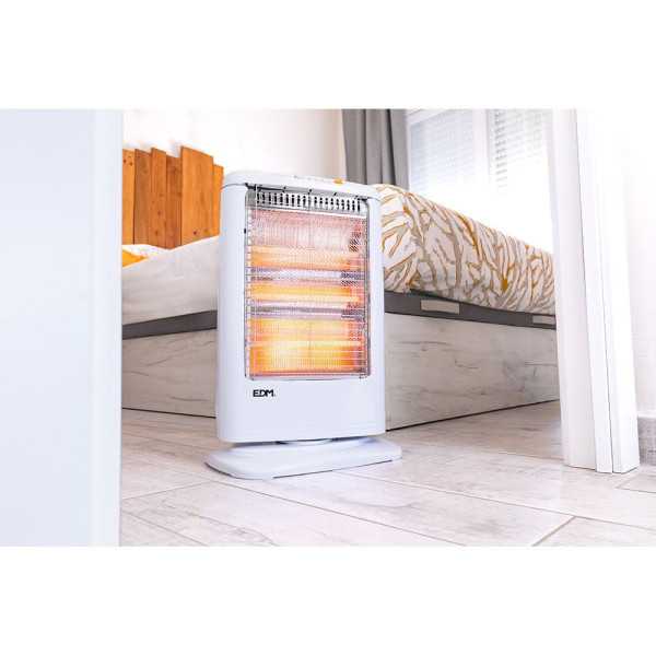 Estufa de Cuarzo Oscilante 400 / 800 / 1200 W Modelo Económico Anti-Vuelco, 33 x 23 x 48 cm EDM