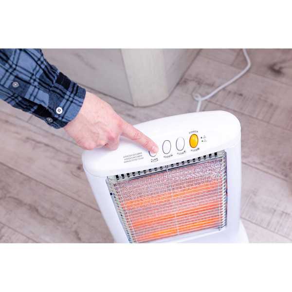 Estufa de Cuarzo Oscilante 400 / 800 / 1200 W Modelo Económico Anti-Vuelco, 33 x 23 x 48 cm EDM